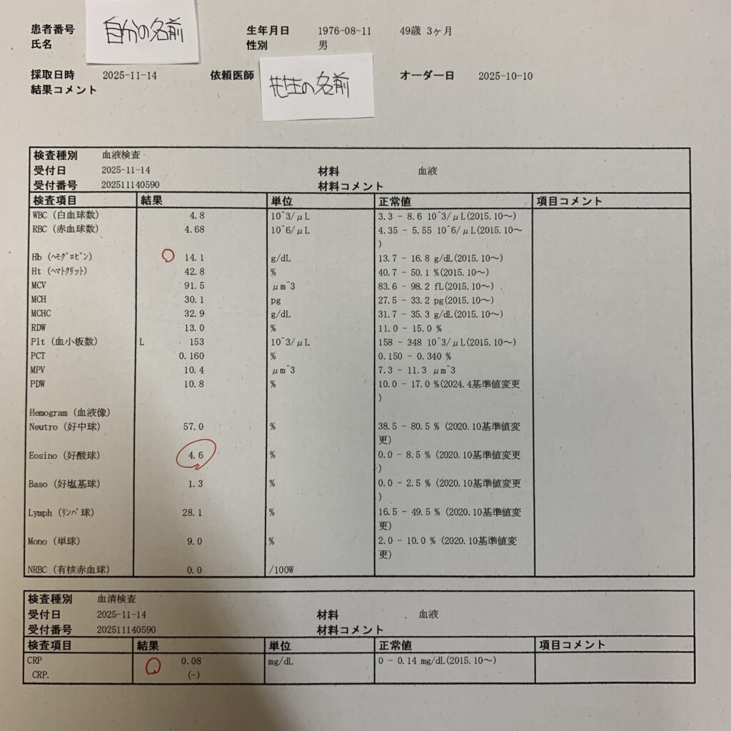2025年11月14日血液検査その２